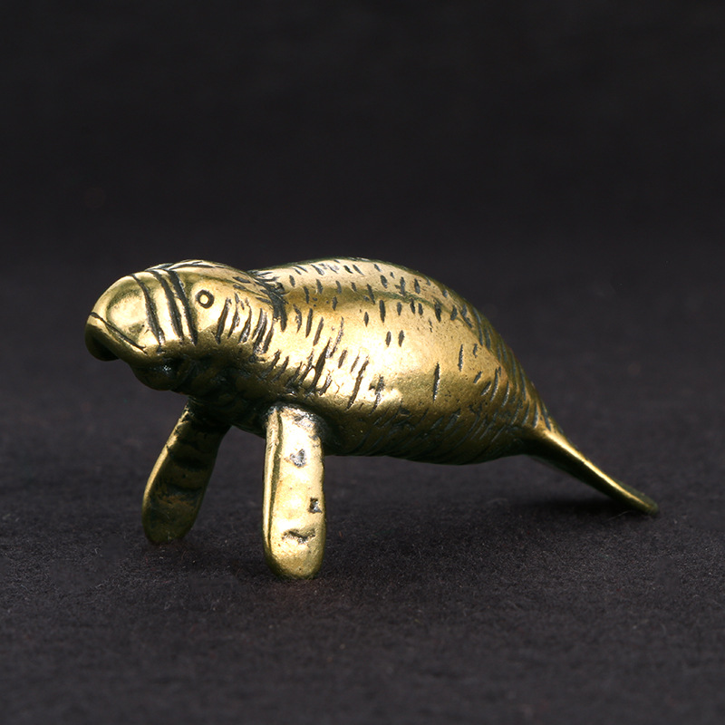 Desk Setup Retro - Brass Florida Manatee Decorative Figurines Vintage