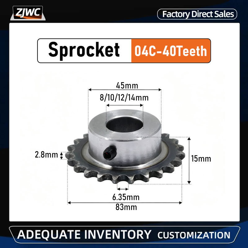 Desk Setup Gear - 04C 40T Sprocket Inner Hole 8/10/12/14mm45#