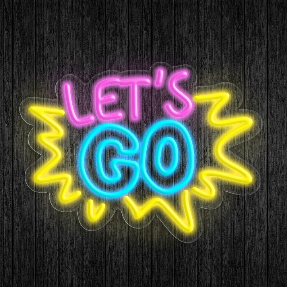 Desk Setup Quotes - LET'S GO Multicolor LED Neon Sign