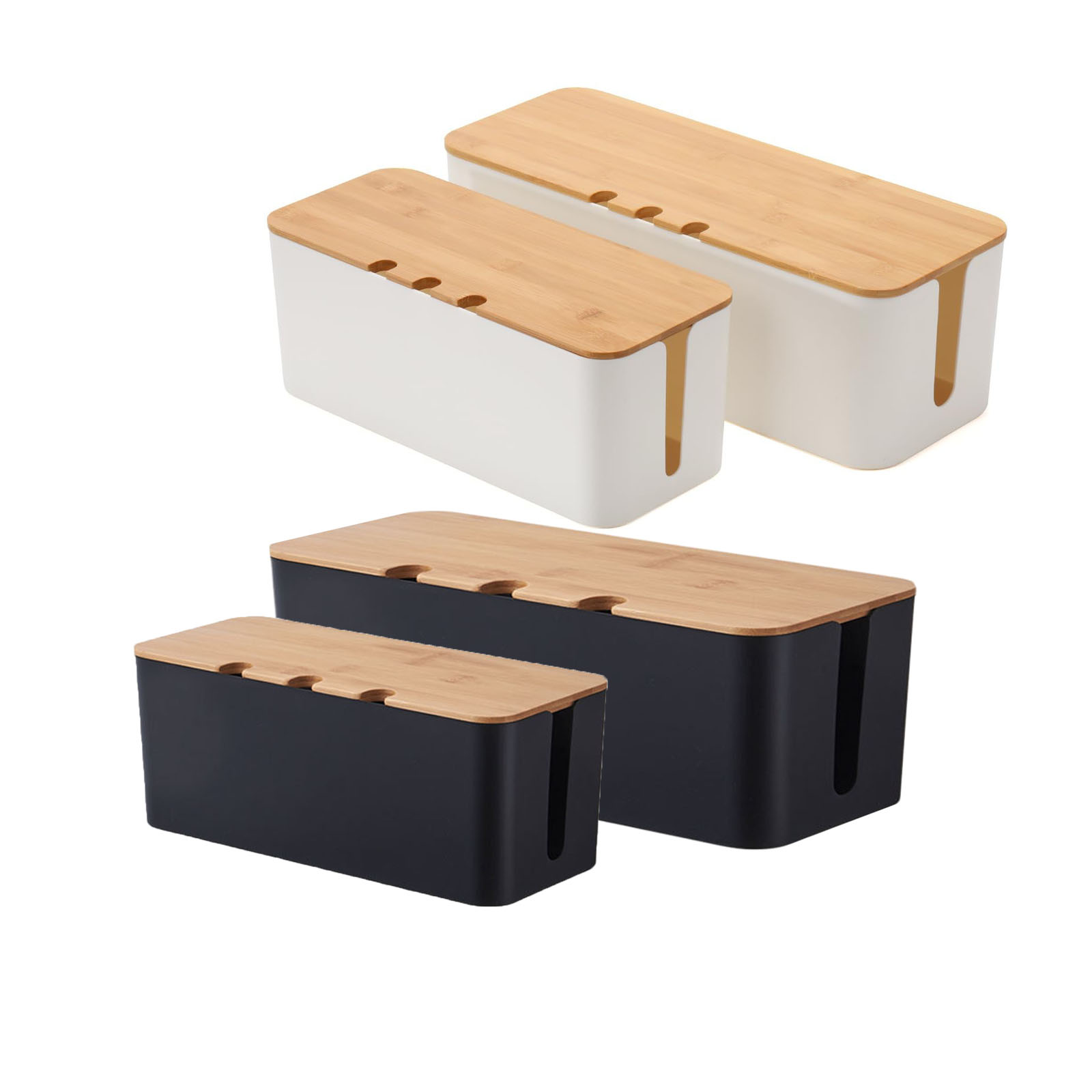 Desk Setup Hub - Large Cable Management Box – Wooden