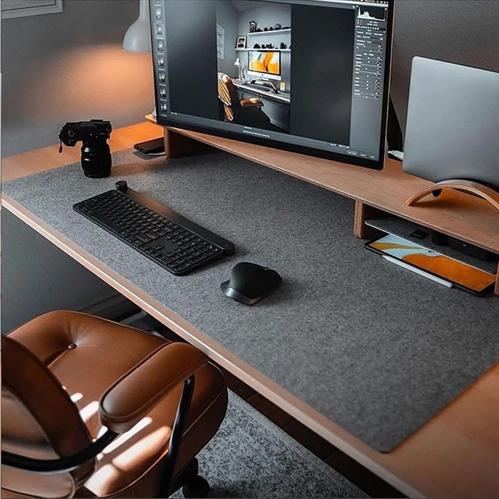 Desk Setup Carpet - Felt Desk Mat Computer Mat for