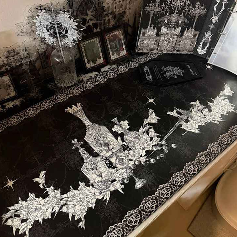 Desk Setup Carpet - Divine Realm Gothic Building Mouse Pad