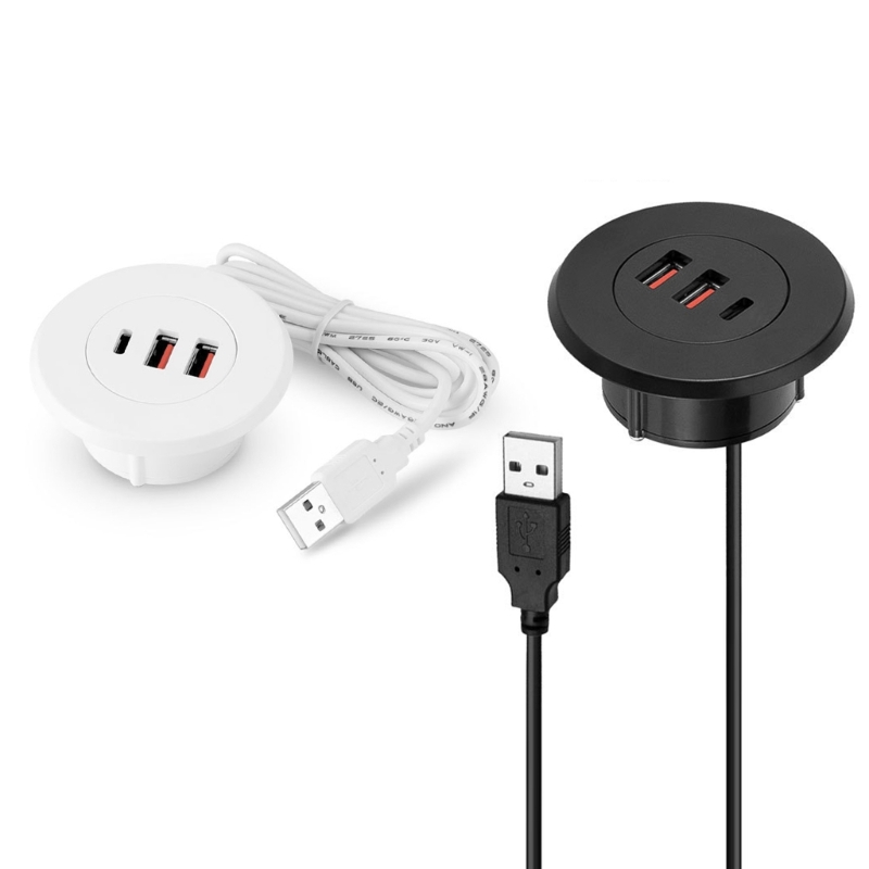 Desk Setup Hub - Embedded USB Type C Charging Splitter