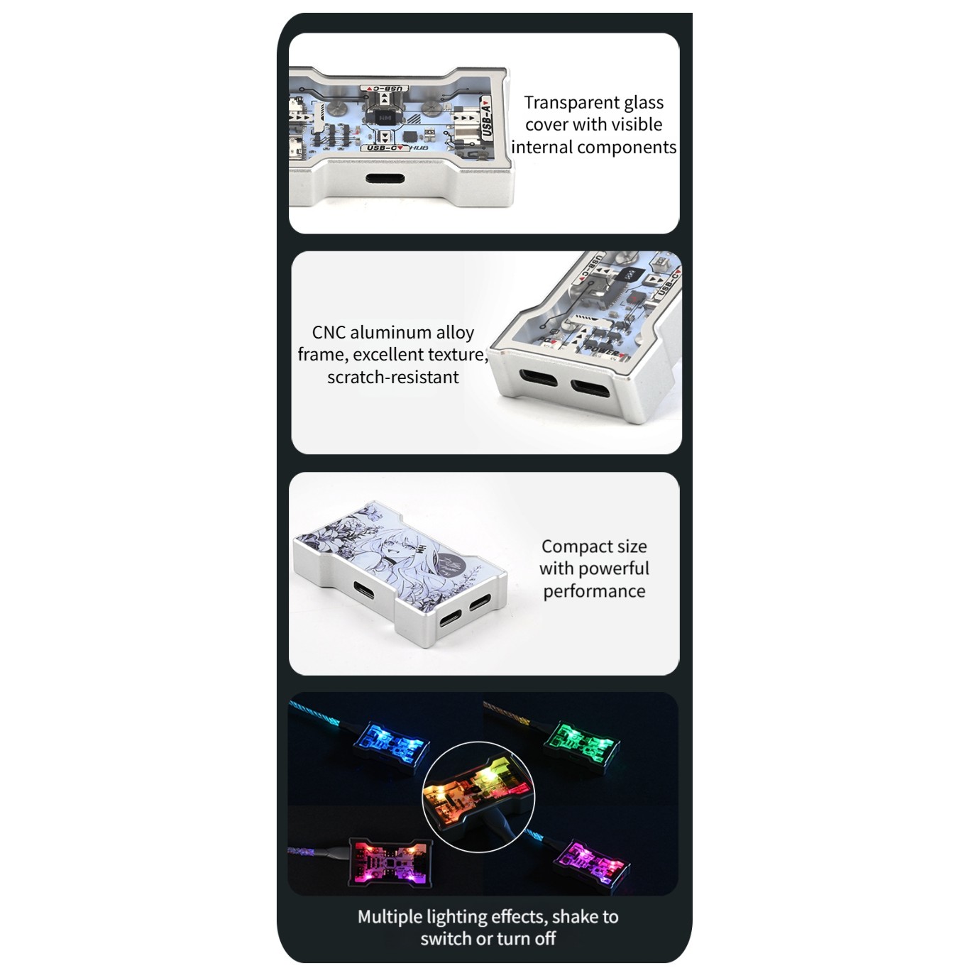 RGB USB Hub 2 Input 3 Output A - đánh giá và giá Desk Setup Hub