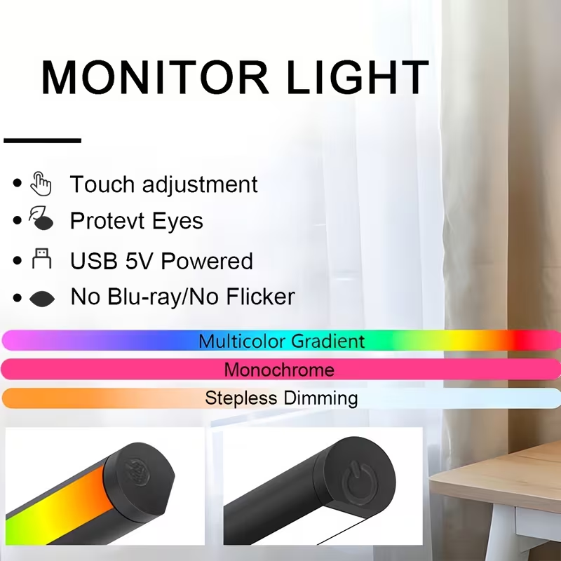 LED Monitor Light Bar 30cm 40c - đánh giá và giá Desk Setup No Monitor
