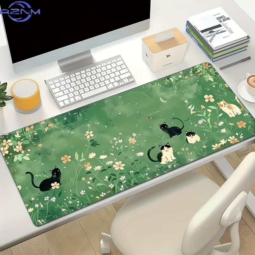 Floral Cute Cat Large Gaming M - đánh giá và giá Desk Setup For Work