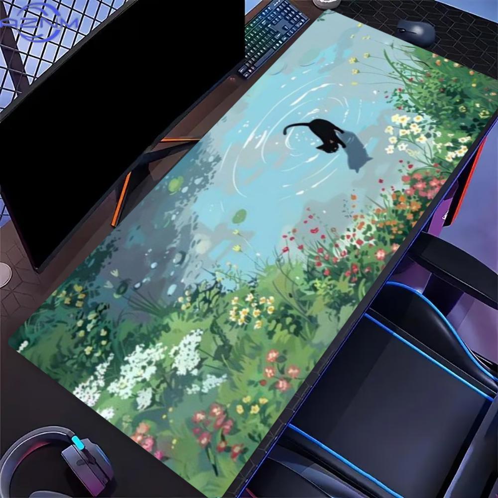 Floral Cute Cat Large Gaming M - đánh giá và giá Desk Setup For Work