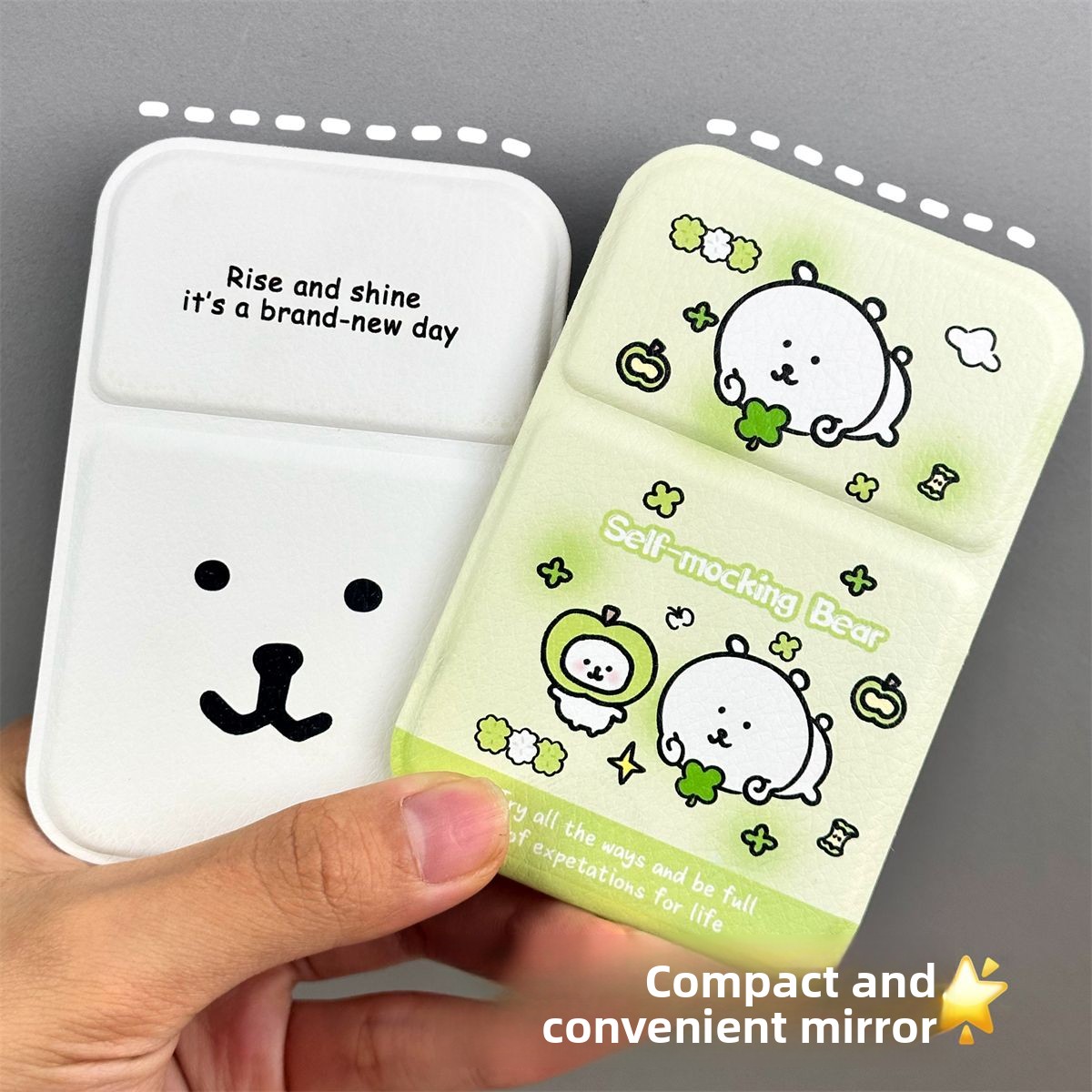 Nagano Bear Folding Mirror Sel - đánh giá và giá Desk Setup Kawaii