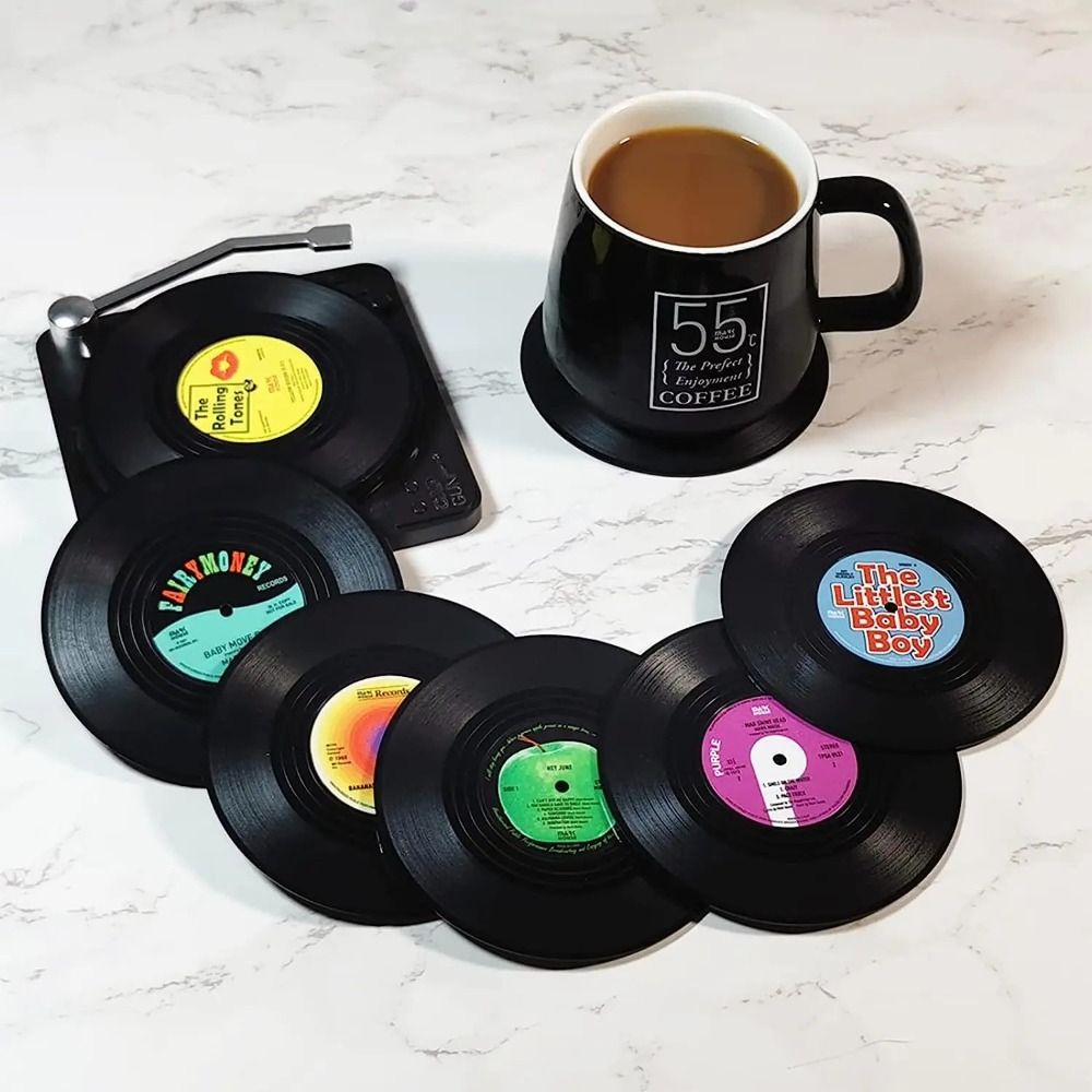 2/4/6PCS Retro Vinyl Record Cu - đánh giá và giá Desk Setup Retro