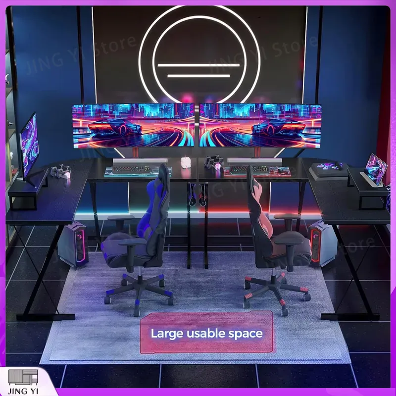 L Shaped Gaming Desk with Moni - đánh giá và giá Desk Setup No Monitor