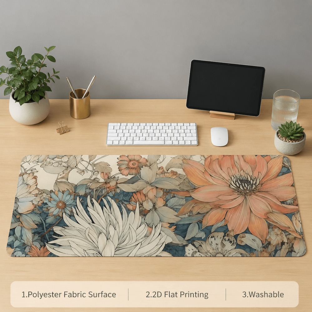 Retro floral table mat, featur - đánh giá và giá Desk Setup For Work
