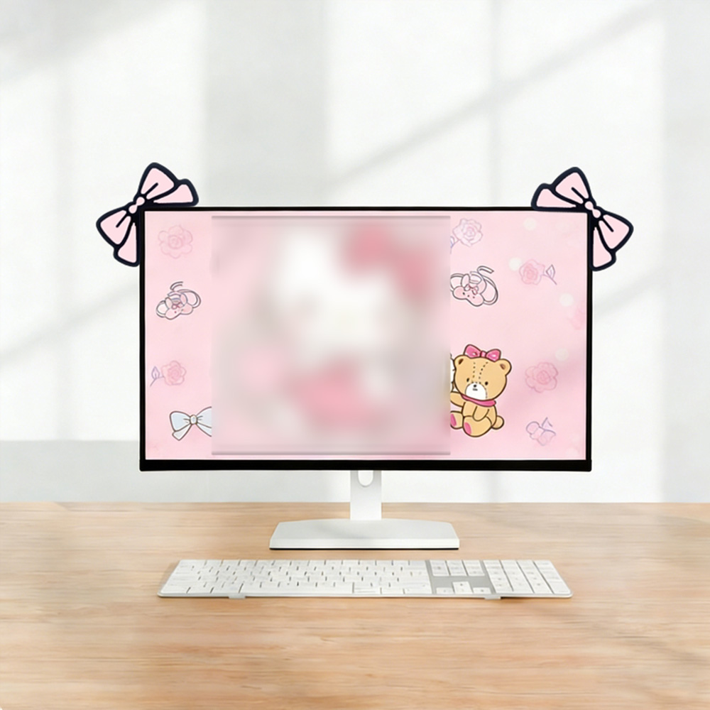 Cute Pink Bow Monitor Decor Ka - đánh giá và giá Desk Setup No Monitor