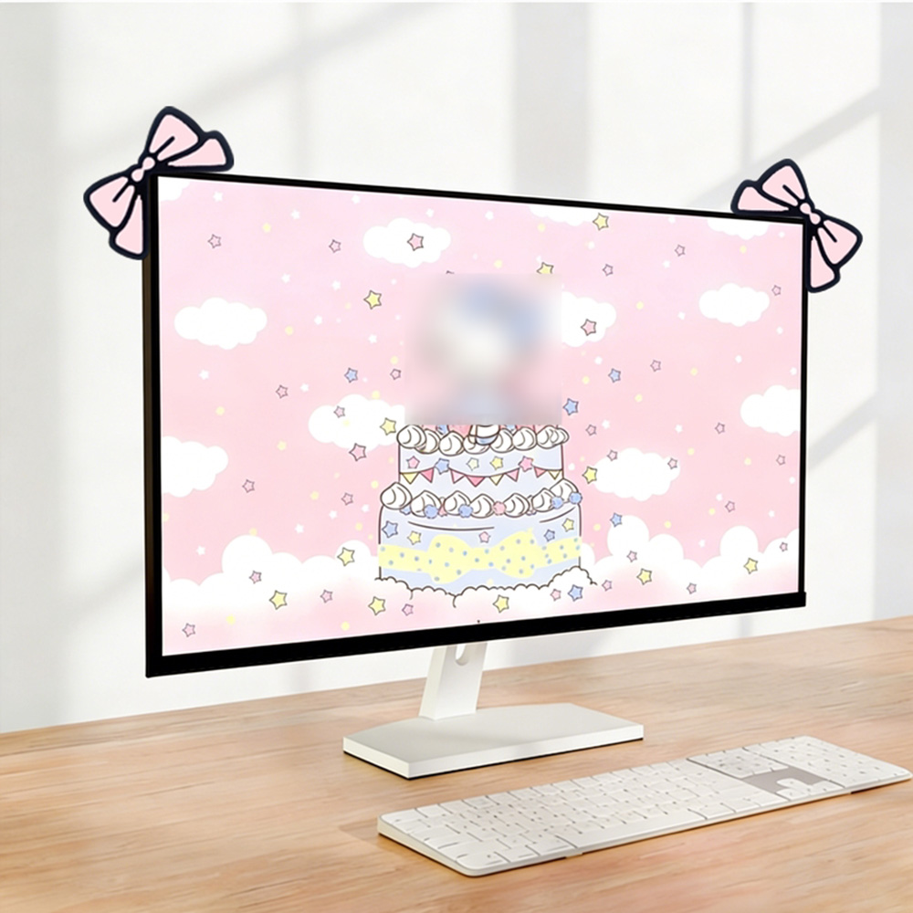 Cute Pink Bow Monitor Decor Ka - đánh giá và giá Desk Setup No Monitor