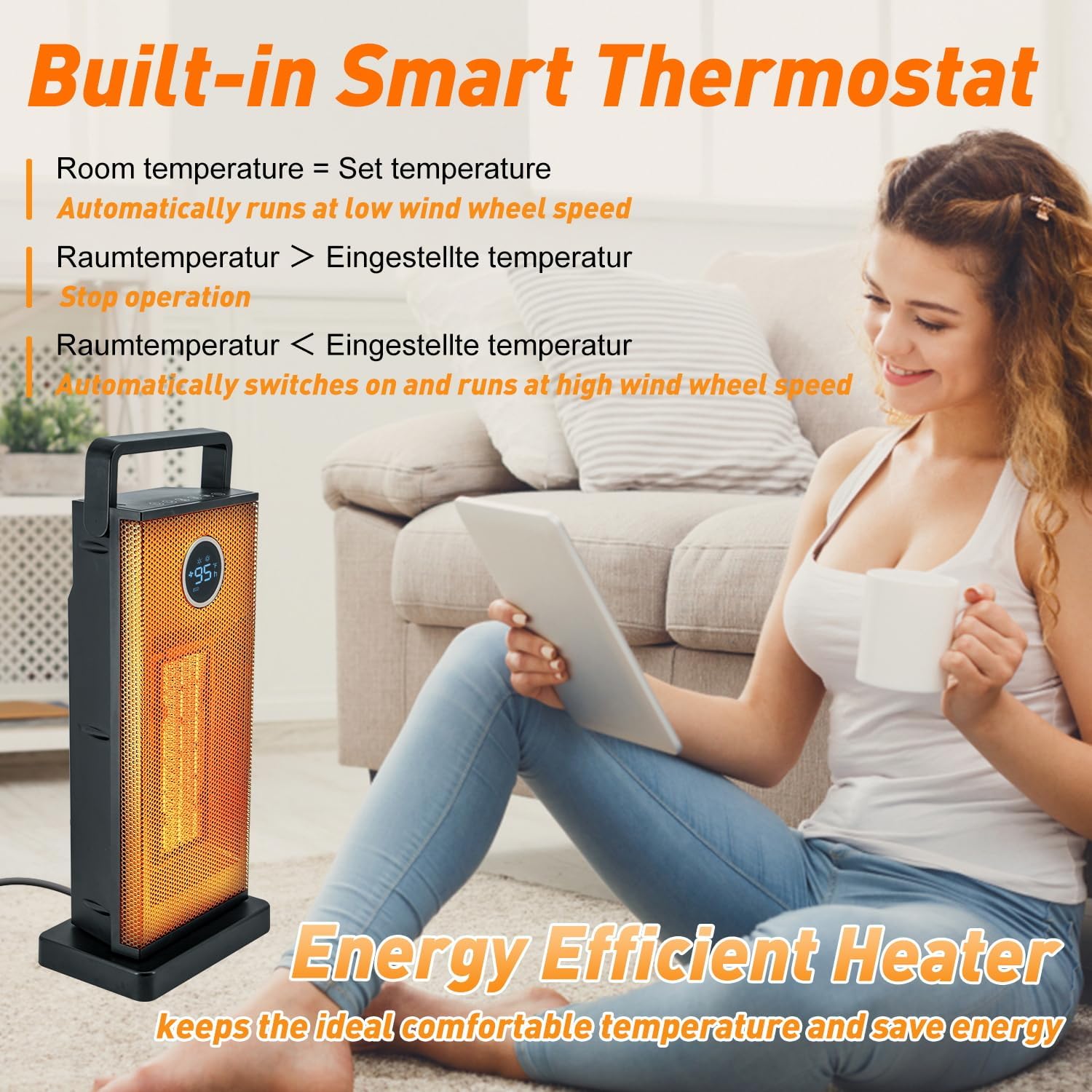 Room Heater 1500W Large Portab - đánh giá và giá Desk Setup Gear