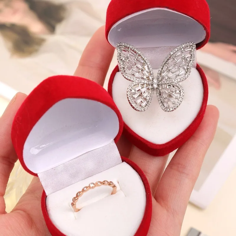 Red Flocking Heart Shape Ring  - đánh giá và giá Ring Binder Box