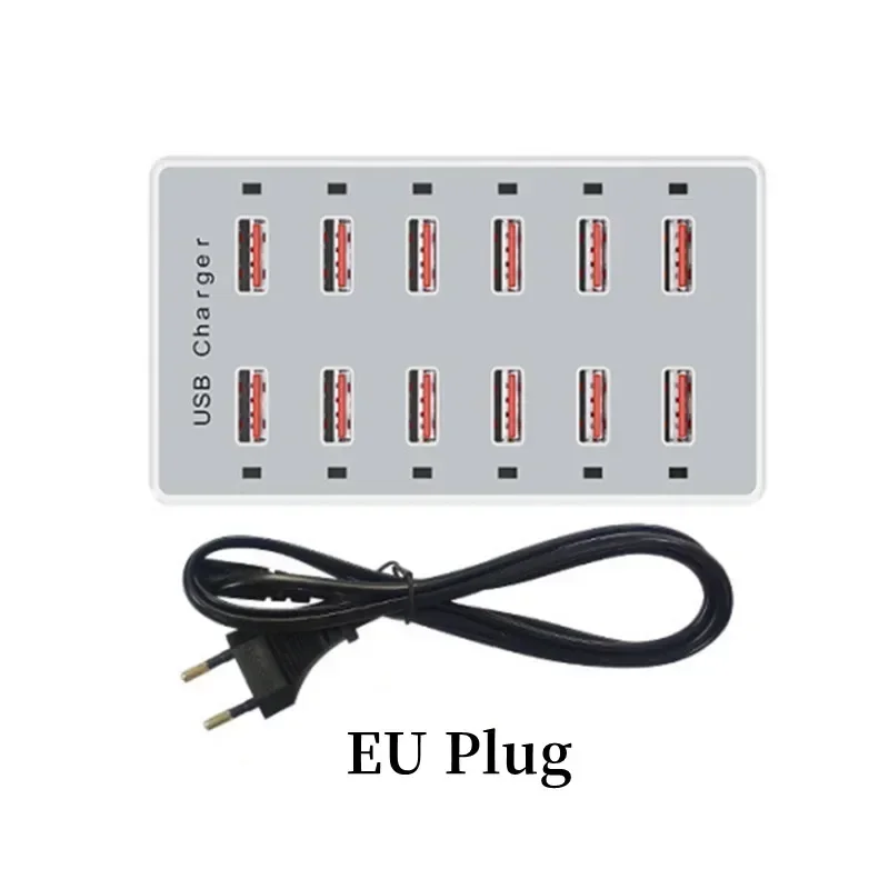 USB Charging Station 60W 12-Po - đánh giá và giá Desk Setup Hub